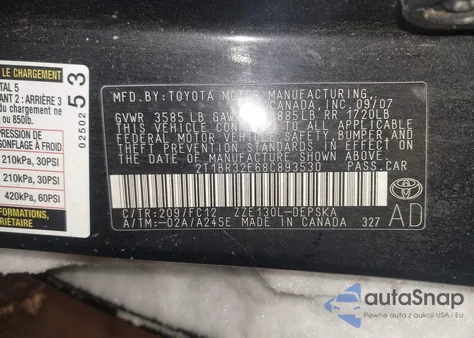 2008 Toyota Corolla S из США, поврежденный, VIN 2T1BR32E68C893530